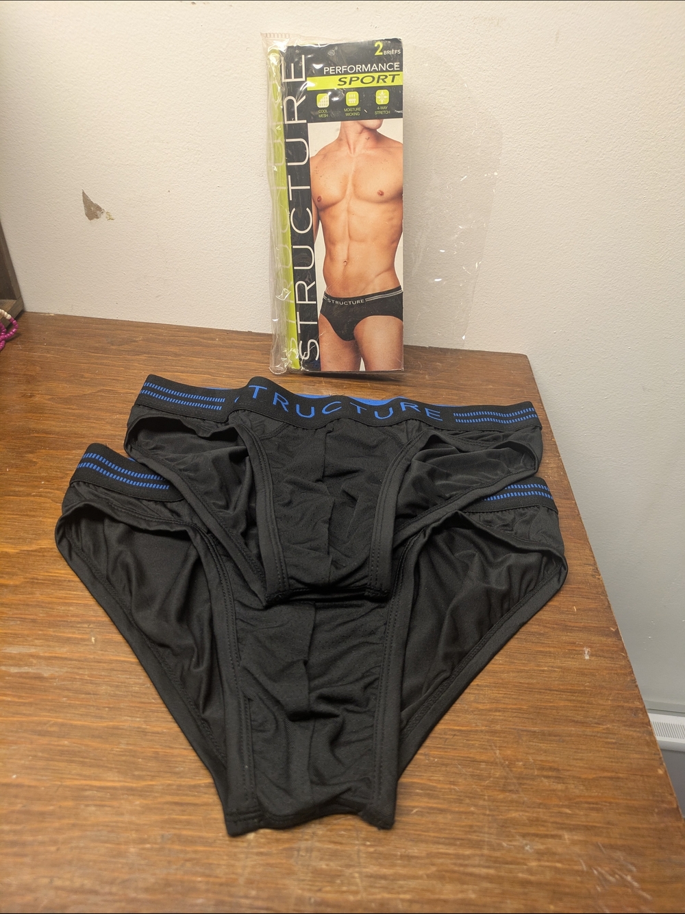 Sm Structure Performance Sport Men's Briefs in Black 2pk Mesh, Wicking, Stretch